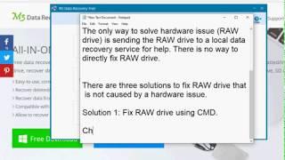 Three solutions to fix RAW drive and convert RAW to NTFS without data loss