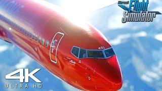 Flight Simulator 2023 | Alaska Airlines Boeing 737-900ER Scenic Mountain Landing At Anchorage | 4K