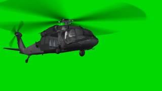 Black Hawk Uh-60 military Helicopter in flight - Green Screen - free use