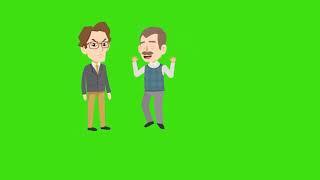 Two cartoon character walking closer and long talking | Green Screen for making cartoon animation