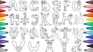 Animal Alphabet Coloring Pages - Coloring All Letters