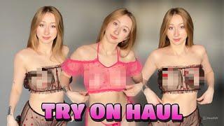 4K Pink And Black Try On | Transparent Try On Haul 2024 with Alisa