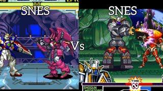 Gundam Wing - Endless Duel (SNES) vs Power Rangers The Fighting (SNES) Comparison / Comparação