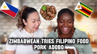 ZIMBABWEAN TRIES FILIPINO FOOD PORK ADOBO FOR THE FIRST TIME