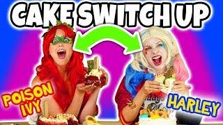 CAKE SWITCH UP CHALLENGE! HARLEY QUINN VS POISON IVY. (Totally TV)