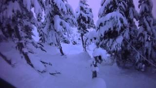 Dropping into Christmas Chute, Mount Alyeska, Alaska