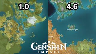 Genshin Impact Map Evolution (Version 1.0 - 4.6)