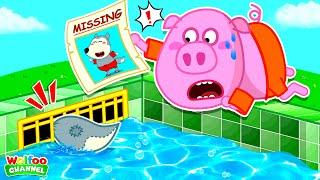What Happen to Wolf Stuck in the Pool Drain  - Cartoon for Kids @CuteWolfVideos
