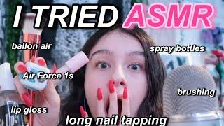 I TRIED ASMR FOR THE FIRST TIME... long nail tapping and more ASMR triggers