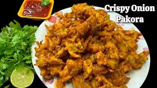 Crispy Kanda bhaji recipe | How to make Onion pakora recipe at home | क्रिस्पी कांदा भजी रेसिपी