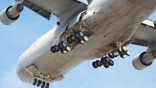 Super Complex US C-5 Galaxy's 28-Wheel Landing Gear in Action