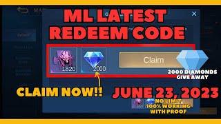 Mobile Legends Redeem Code for June 23 2023 2000 Diamonds Give Away