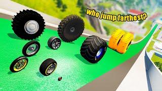 Which Сar Wheel Jumps Farthest? - Beamng drive