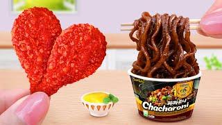 Best of Korean Food | Miniature Fried Chicken Cheetos With Black Bean Noodle | Lily Tiny Cooking