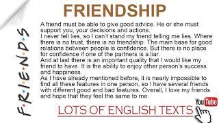 Friendship  | Lots of English Texts with Audio