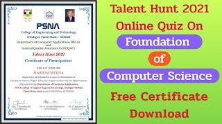 Online Quiz On "Foundation of Computer Science" || Free Certificate || Free Quiz Certificate