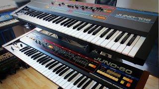 Roland Juno-60 vs. Juno-106 Vintage Analog Synthesizer battle