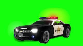 Police Car with Lights Green Screen