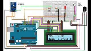 IOT based Patient Health Monitoring using ESP8266 & Arduino//Pulse rate and temperature monitoring