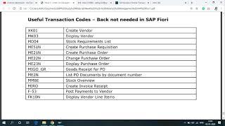 List of TCodes used in Material Management in S/4HANA - Useful Transaction Codes for MM Module SAP.