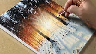 Winter Morning Painting / Acrylic Painting for Beginners