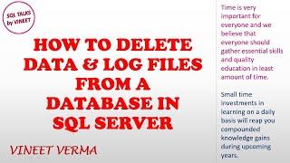 How to Delete Data and Log Files from a Database | SQL Server