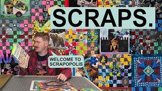 I made a SCRAP QUILT ! 9-patches and Orphan Block Sampler: Scrapopolis