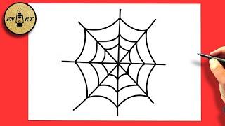 How to draw a spider web easy step by step