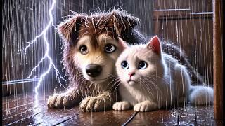 Against the Storm Dog Saves Cat from Danger – Will They Endure ️dog ai, ai stories,ai dog story,