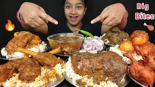 ASMR  MUTTON CURRY, CHICKEN CURRY, FISH CURRY, LOLLYPOP  FISH CURRY, EGG CURRY WITH WHITE RICE 