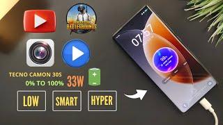 Tecno Camon 30s Charging & Battery Drain Test | 5000mah | 33W Fast Charging |