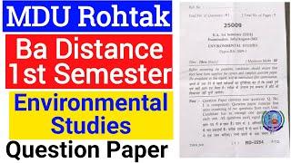 Mdu BA Distance 1st Semester Enviromental Studies Question Paper || Mdu Ba Evs Question Paper 2021