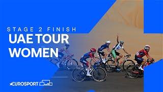 SPRINT WIN!  | Stage 2 Finish UAE Tour Women 2024 | Eurosport Cycling