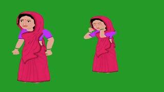 Indian village female cartoon character |219 video Copyright free cartoon  green screen