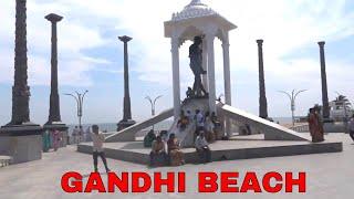 Promenade beach pondicherry | Gandhi Beach Pondicherry | Rock Beach | Mahatma Gandhi Statue