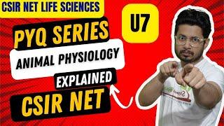 CSIR NET animal physiology pyq | CSIR NET life science unit 7 animal physiology questions solved