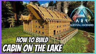 How to Build Cabin on the Lake with Dino Pen Base - Build Tutorial - Ark Survival Ascended