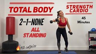 FULL BODY home workout ALL STANDING // Burn 480 calories // 2--1--None format