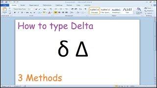 How to type Delta Symbol in Microsoft Word