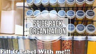 SMALL SPICE CABINET ORGANIZATION | FILL & LABEL GLASS JARS WITH ME! | AMAZON SPICE RACK REVIEW