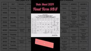 Date Sheet SBA final Term 2024 | SBA Date Sheet Annual Exam #shortsfeed #employeevoice