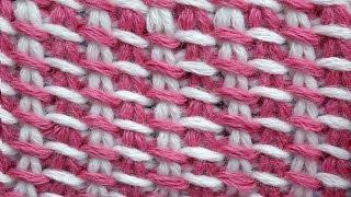 Tunisian crochet pattern   Двухцветный тунисский узор вязания   2