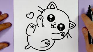 How to Draw Cute Baby Kitten EASY - HAPPY DRAWINGS
