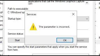 How to change "The parameter is incorrect." on Windows Services