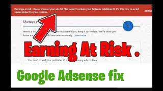 Earnings at risk   You need to fix some ads txt file issues to avoid severe impact to your revenue