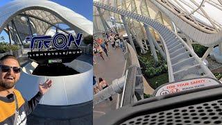 Tron Lightcycle Run Coaster Front Row POV At Disney's Magic Kingdom! | Queue, Test Seat & More!