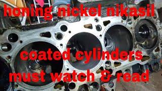 honing nickel nikasil NSC coated cylinder to fit a new piston adhd mechanic