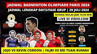 Jadwal Badminton Olimpiade Paris 2024 Hari ini Day 3: Jojo vs Kevin Cordon | Badminton Olympic 2024