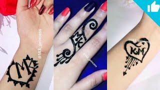 "MK","KM" tattoo mehndi design || letest mehndi designs || alphabet tattoo designs