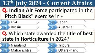 13th July 2024 || Top 14 Current Affairs MCQ with Explanation in English